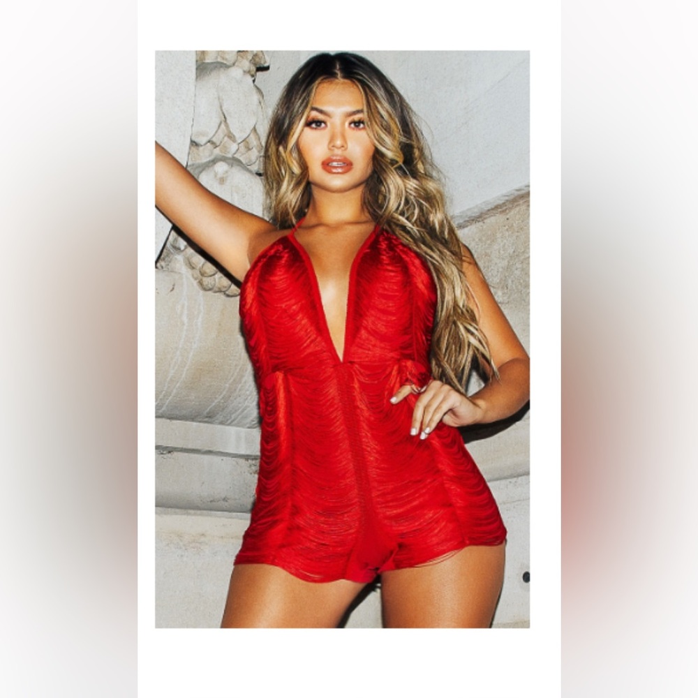 Red tassel romper from pretty little thing, never worn